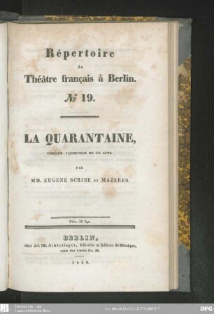 La quarantaine : comédie-vaudeville en un acte