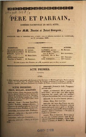 Père et parrain : comédie-vaudeville en deux actes
