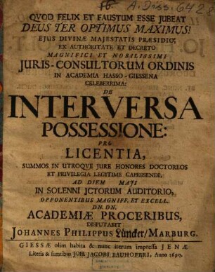 De Interversa Possessione