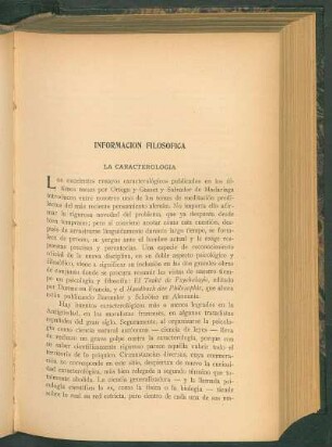 Información filosófica : La caracterología