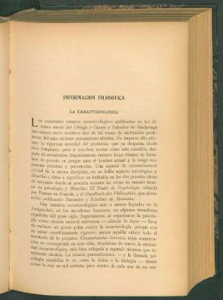 Información filosófica : La caracterología