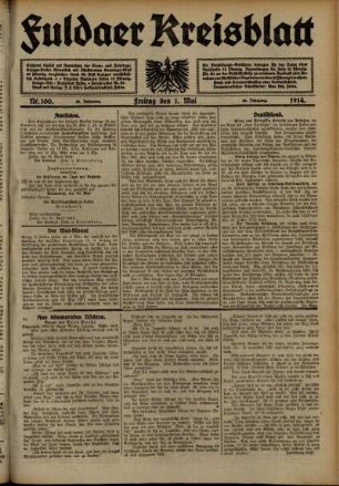 Ausgabe vom Freitag, den 01. Mai 1914.