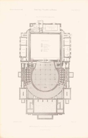 Lessing-Theater, Berlin: Grundriss Keller (aus: Atlas zur Zeitschrift für Bauwesen, hrsg. v. Ministerium der öffentlichen Arbeiten, Jg. 39, 1889)