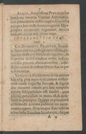 Interlocutio Praetoris I.