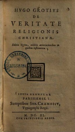 Hugo Grotius de veritate religionis christianae