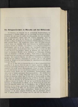 Die Religionsfreiheit in Marokko und das Völkerrecht.