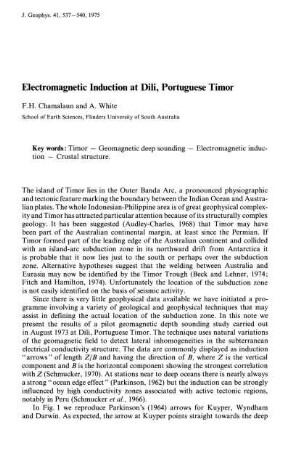 Electromagnetic induction at Dili, Portuguese Timor
