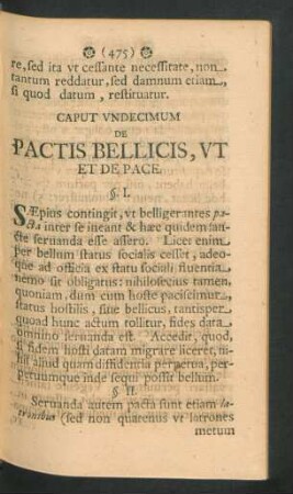 Caput Undecimum. De Pactis Bellicis, Ut Et De Pace.