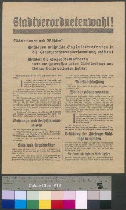 Flugblatt der SPD zur Stadtverordnetenwahl am 1. März                                         1931