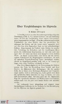 H. Weller (Ellwangen), Über Vergleichungen im Rigveda