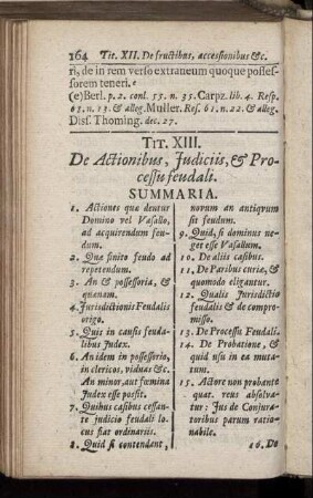 Tit. XIII. De Actionibus, Judiciis, & Processu feudali.