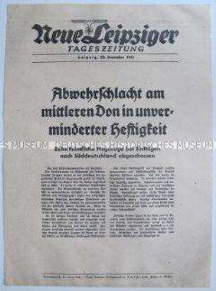 Extrablatt der "Neuen Leipziger Tageszeitung" u.a. zu Flugzeugangriffen in Süddeutschland
