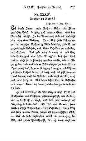 No. XXXIV. Forster an Jacobi