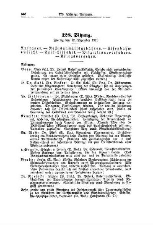 128. Sitzung. Freitag den 12. Dezember 1919