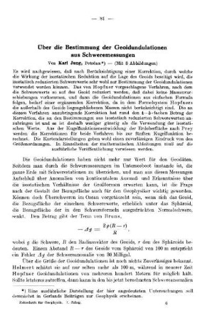 Über die Bestimmung der Geoidundulationen aus Schweremessungen