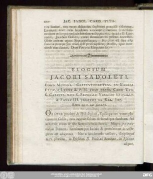 Elogium Iacobi Sadoleti.