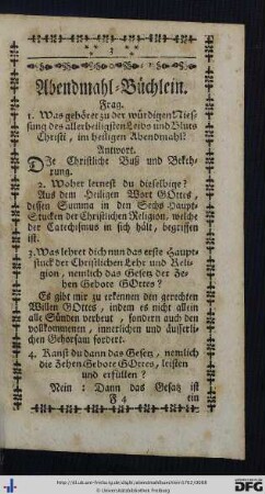 Abendmahl-Büchlein.