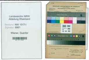 Entnazifizierung Guenter Wiener , geb. (Bauer)