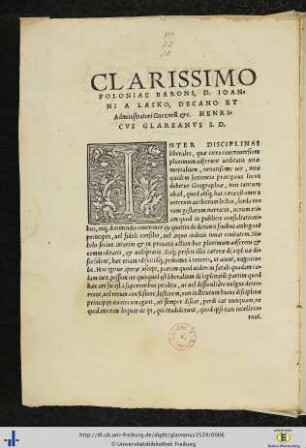 Clarissimo Poloniae baroni, D. Ioanni A Lasko…
