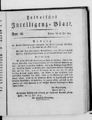 Num. 28, Ausgabe vom 15. Jul. 1814