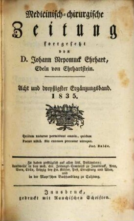 Medicinisch-chirurgische Zeitung. Ergänzungsbände. 38, 38. 1835