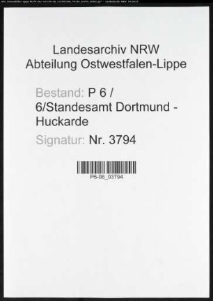 Namensverzeichnis Dortmund - Huckarde,Todesfälle
