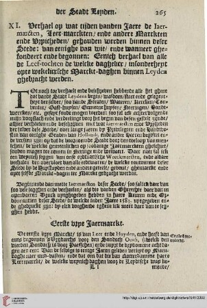 XI: Verhael op wat tijden vanden Jaerte de Iaermarcten [...]