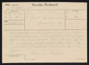 Brief von Hans von Hülsen an Gerhart Hauptmann