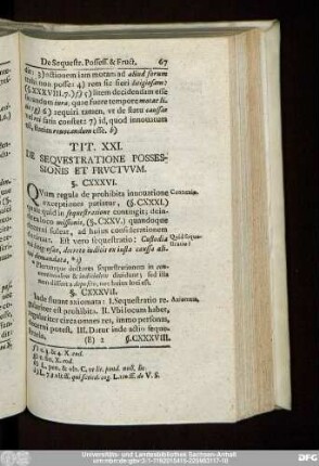 Tit. XXI. De Sequestratione Possessionis Et Fructuum.
