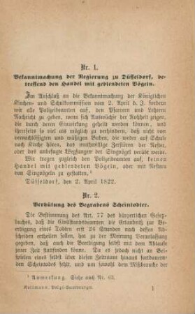 Zusammenstellung der sämmtlichen für den Regierungsbezirk Düsseldorf erlassenen, noch in Kraft befindlichen Polizei-Verordnungen.