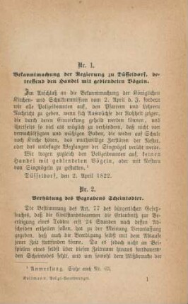 Zusammenstellung der sämmtlichen für den Regierungsbezirk Düsseldorf erlassenen, noch in Kraft befindlichen Polizei-Verordnungen.