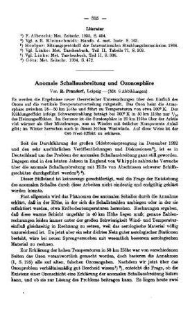 Anomale Schallausbreitung und Ozonosphäre