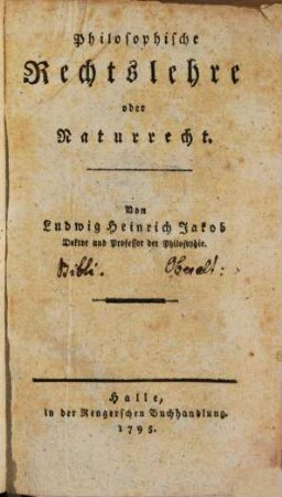 Philosophische Rechtslehre oder Naturrecht