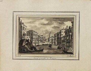 'Canal grande in Venezia' Lavierte Sepiazeichnung