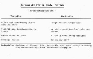 Nutzung der EDV im landwirtschaftlichen Betrieb - Großrechnereinsatz