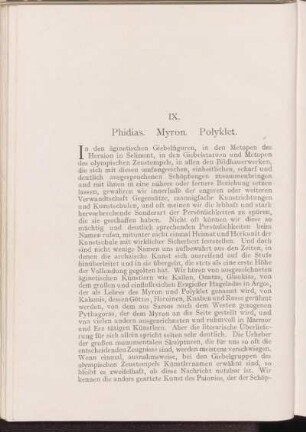 IX. Phidias. Myron. Polyklet.