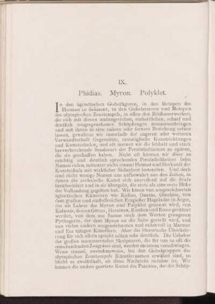 IX. Phidias. Myron. Polyklet.