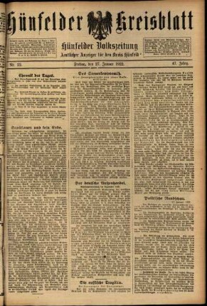 Ausgabe vom Freitag, den 27. Januar 1922.