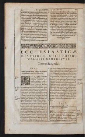 Ecclesiasticae Historiae ... Tomus Secundus.