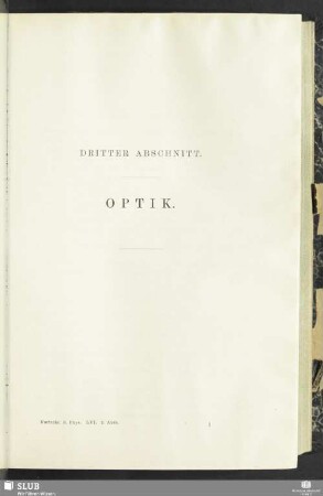 Dritter Abschnitt. Optik