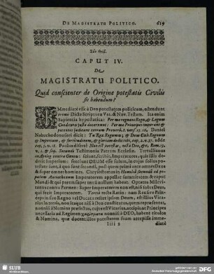 Caput IV. De Magistratu Politico