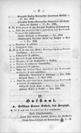 IV. Hofstaat