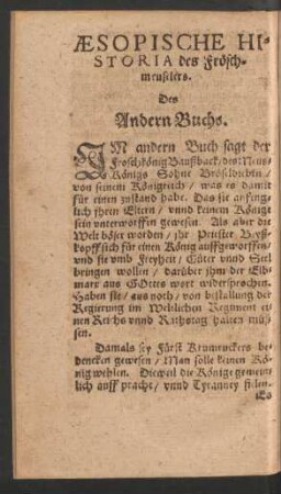 Aesopische Historia des Fröschmeuselers. Des Andern Buchs.