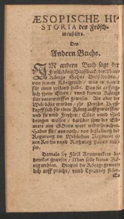 Aesopische Historia des Fröschmeuselers. Des Andern Buchs.