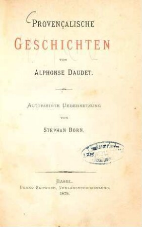 Provençalische Geschichten von Alphonse Daudet