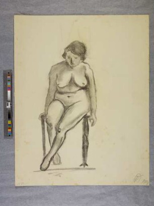 o. T. (Sitzender Frauenakt; aus dem Unterricht - Aktzeichnen - bei Oskar Schlemmer)