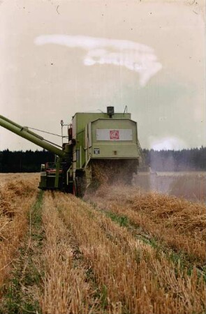 Fotografie: Erntetechnik, Mähdrescher selbstfahrend, Strohbergung