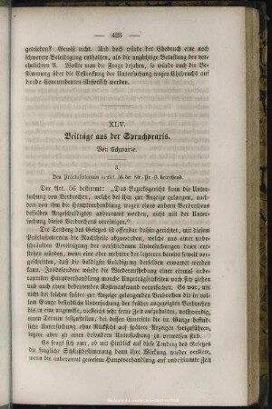 XLV. Beiträge aus der Spruchpraxis
