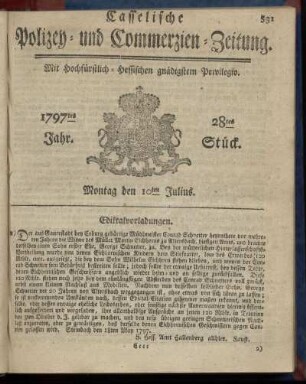 28tes Stueck, Montag den 10ten Julius 1797
