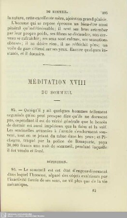 XVIII. Du sommeil